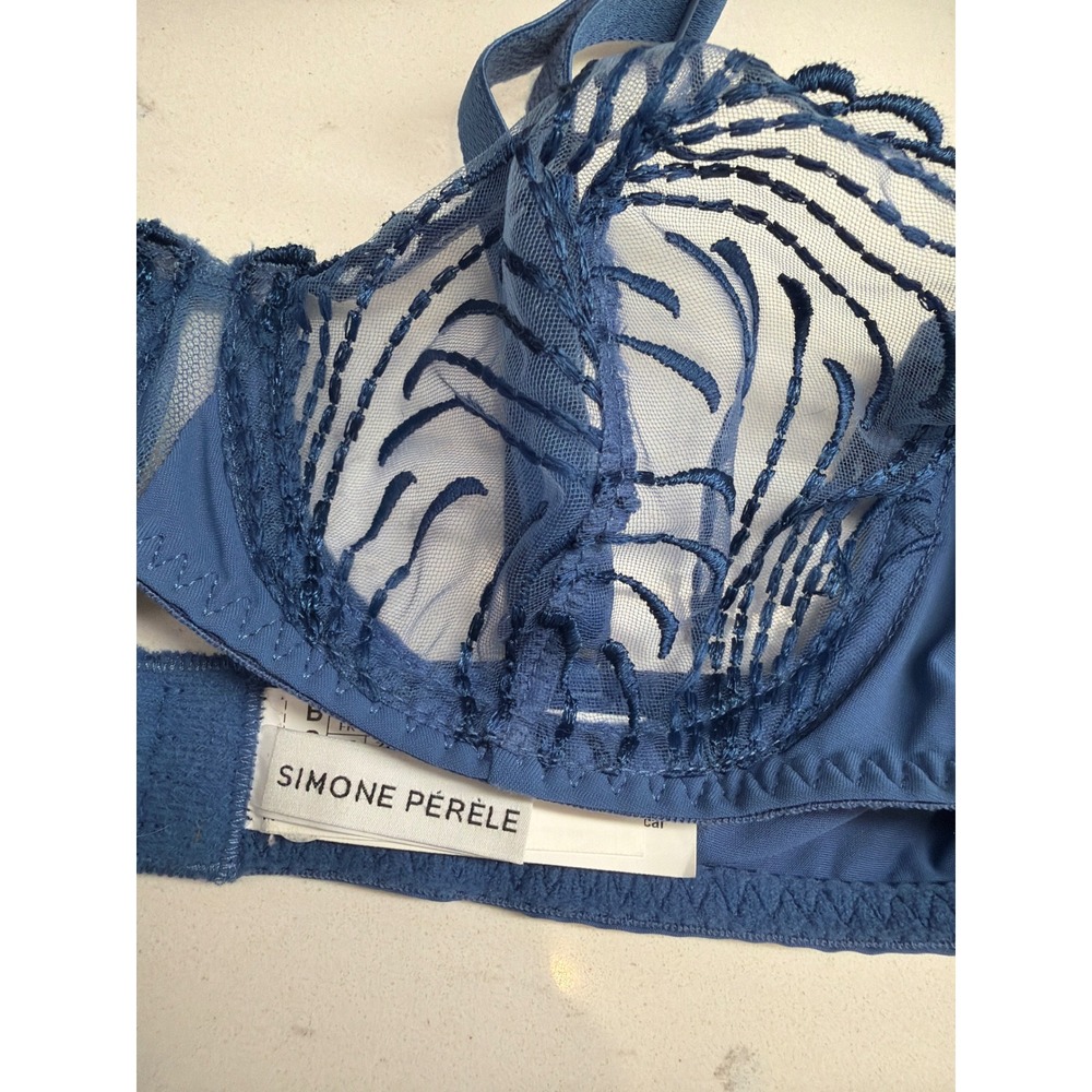Simone Perele Nuance Half Cup Bra Embroidered Sheer Mesh Demi Cup FR 85B US 32B